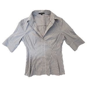 HUGO BOSS New W/O Tag Grey and White Striped Women's 3/4 Sleeve Blouse US Size 4